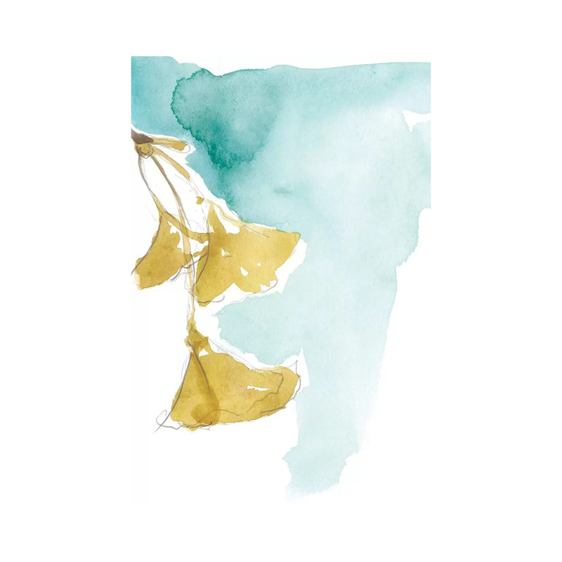 Ginkgo On Dusty Teal IX by Jennifer Goldberger - Wrapped Canvas Painting, 101.6 cm H x 66.04 cm W x 3.175 cm D