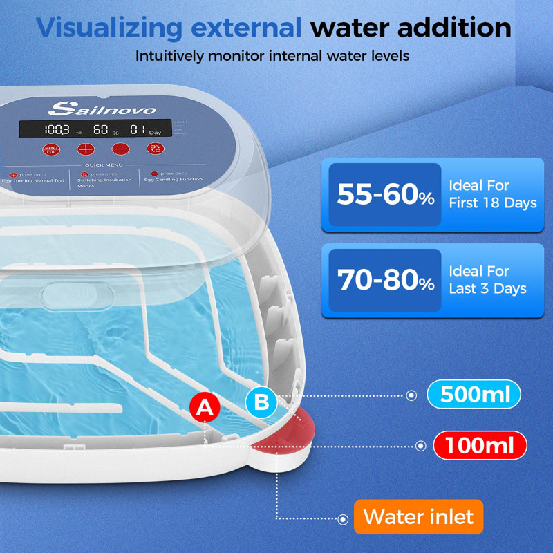 24 Egg Incubators For Hatching Eggs, 4 Modes Egg Incubator With Automatic Egg Turning And Humidity Display, Egg Candler - 360° View With Clear Window Incubators For Hatching Chicks