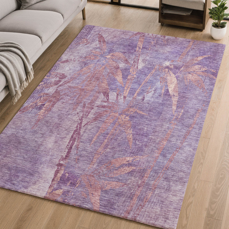 Tapis botanique de qualité supérieure lavable à la machine Mayfield AMF2222, Prune, 9 pi x 12 pi