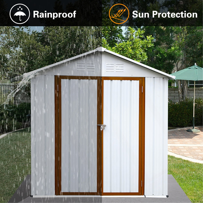 Outdoor Storage Sheds 4Ftx6ft Apex Roof, White/Yellow