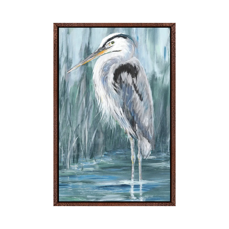 Standing Still Heron II - Print on Canvas, Classic Brown Wood Framed, 101.6 cm H x 66.04 cm W