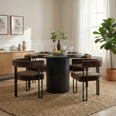 4 - Person Dining Table Sets With 41.5'' Round Table & 4 Upholstered Velvet Chairs