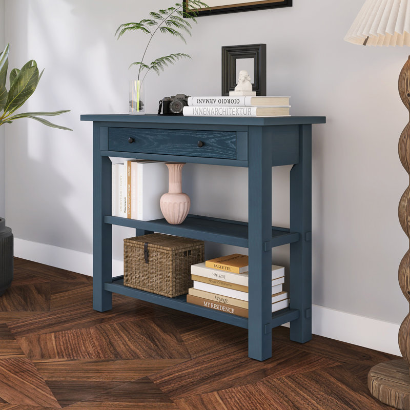 Console rétro avec rangement 36 po, Marine
