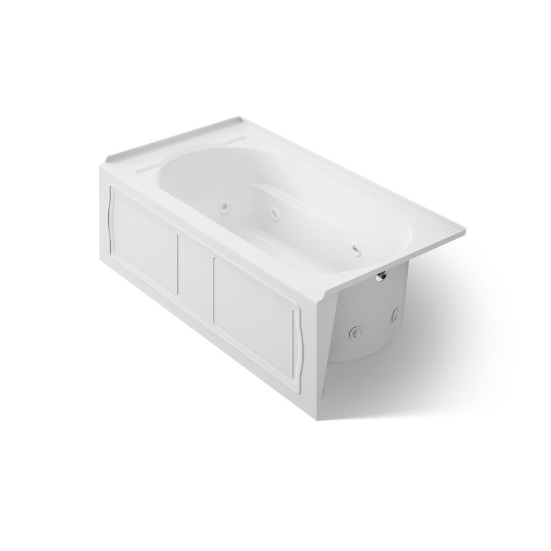 Devonshire Alcove 60" x 32" Whirpool Bathtub, Biscuit, Right