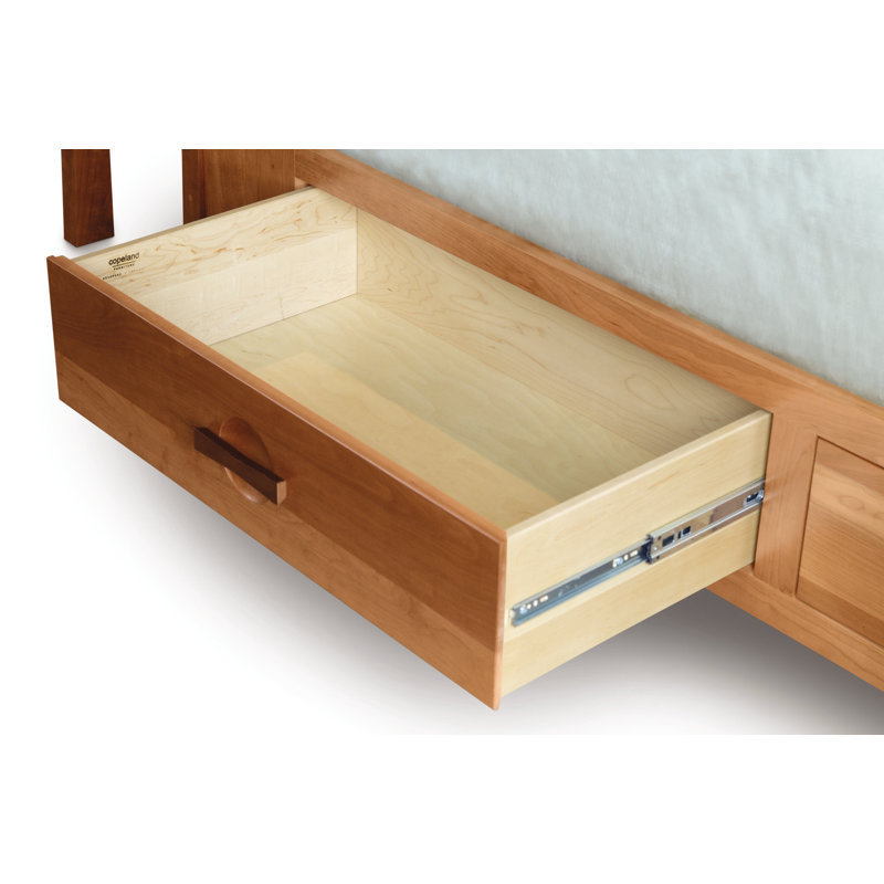 Lit plateforme en bois massif Berkeley, Cerisier naturel, Grand, Conventionnel