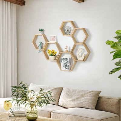 6 Piece Hexagon Floating Shelf