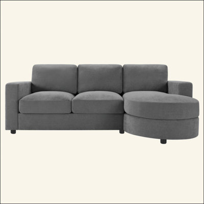 Canapé modulaire moderne en L avec méridienne incurvée, ports USB et poches de rangement latérales, canapé de salon en chenille