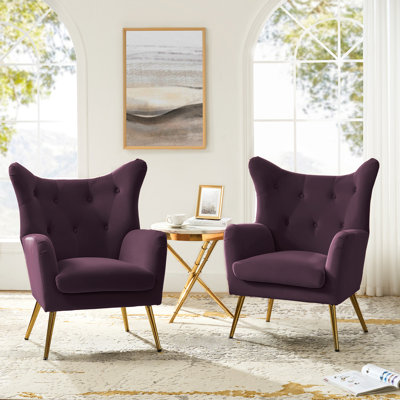 Avianna 29.25'' Wide Tufted Velvet Wingback Chair