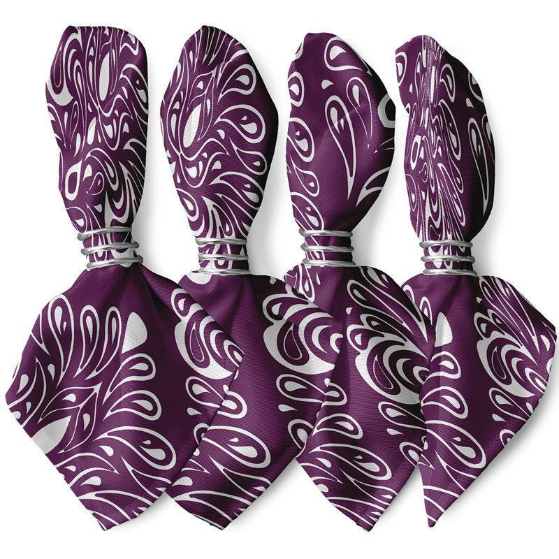 Selina Polyester Floral Square Napkin, Purple