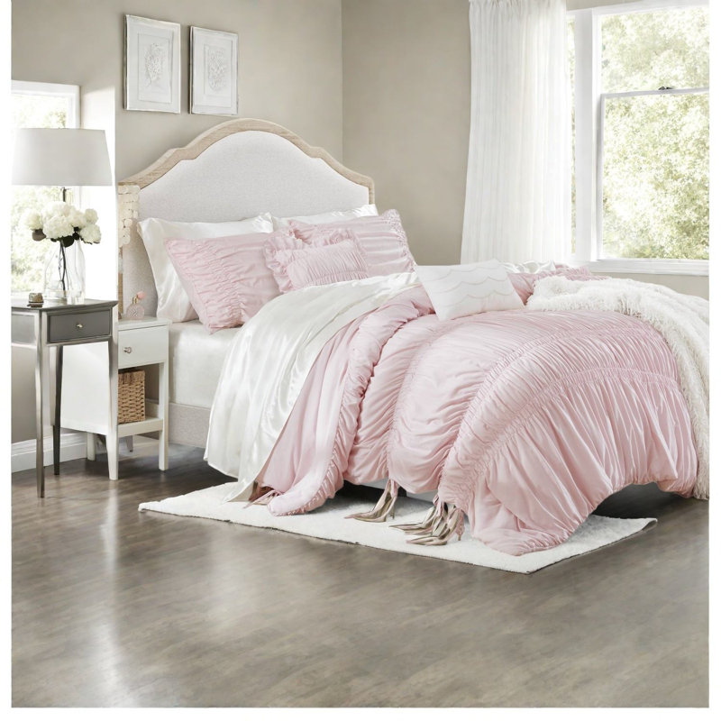 Ensemble de literie rose de qualité supérieure, 5 pièces en microfibre French Country Home Comfort