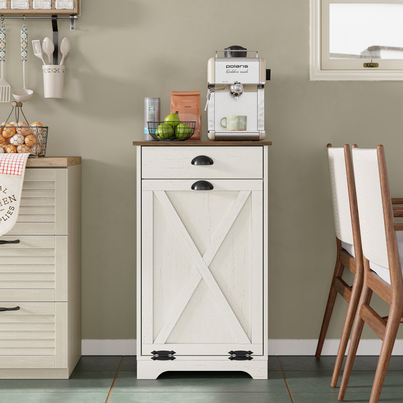 Poubelle inclinable 10 gallons Ecoguard (non incluse), Brun / Blanc