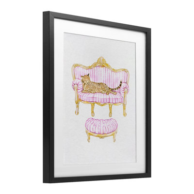 Cheetah Resting Stylish Furniture Framed Print Under Glass, design by Ziwei Li
