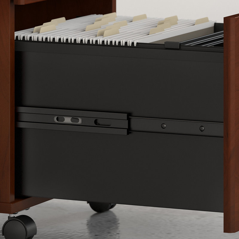 Bush Business Furniture Studio C L Shaped Desk with Mobile File Cabinet and Return - Reversible, Hansen Cherry