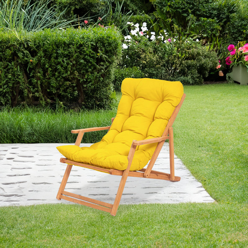 Adjustable Beech Wood Garden Chair, Yellow