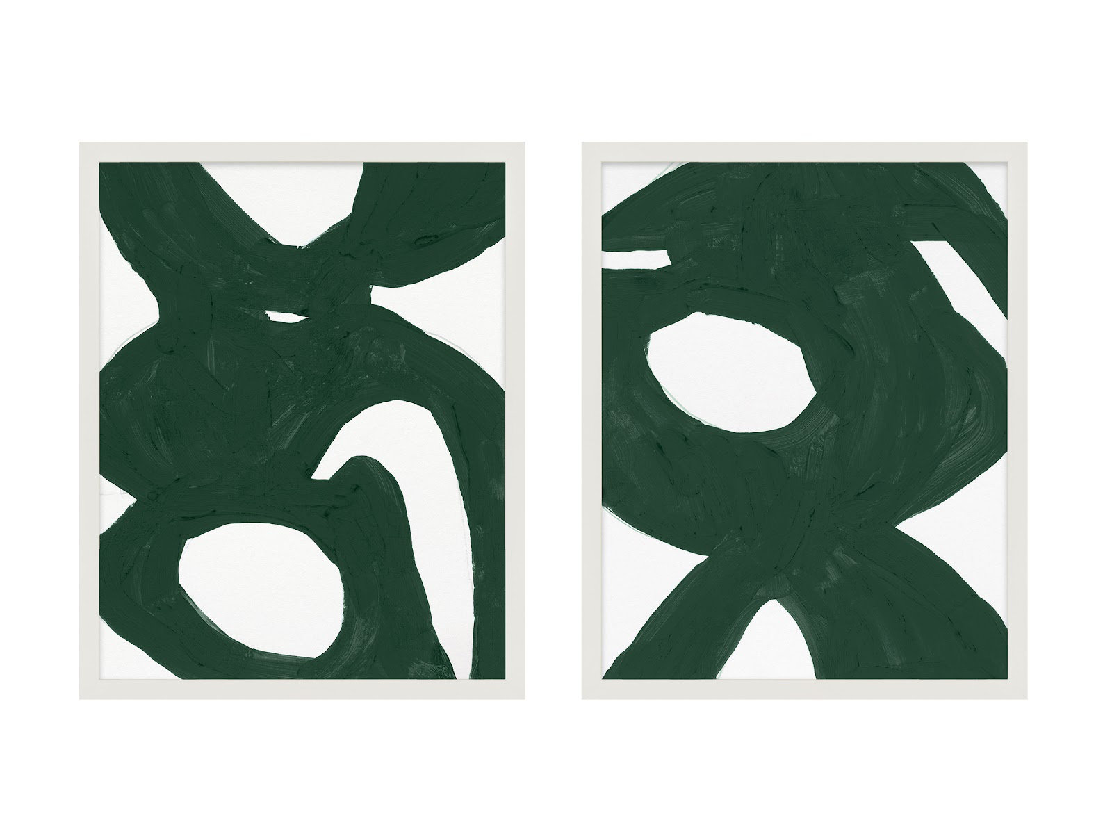 Goodall "Green Harmony" 2-Piece Painting Set, White Framed, 30" H x 24" W