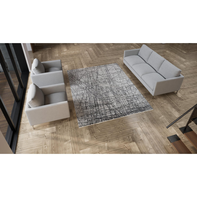 Gray Modern Wool Blend Rug - 7'1" x 9'1"