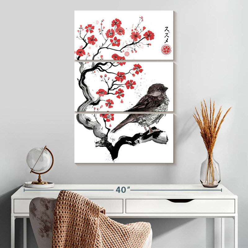 Brampt Little Sparrow Sumi-E, 32" H x 20" W
