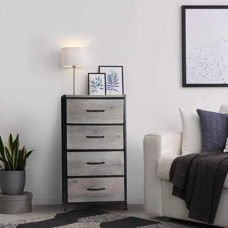 Commode 4 tiroirs Beckwourth, Gris clair