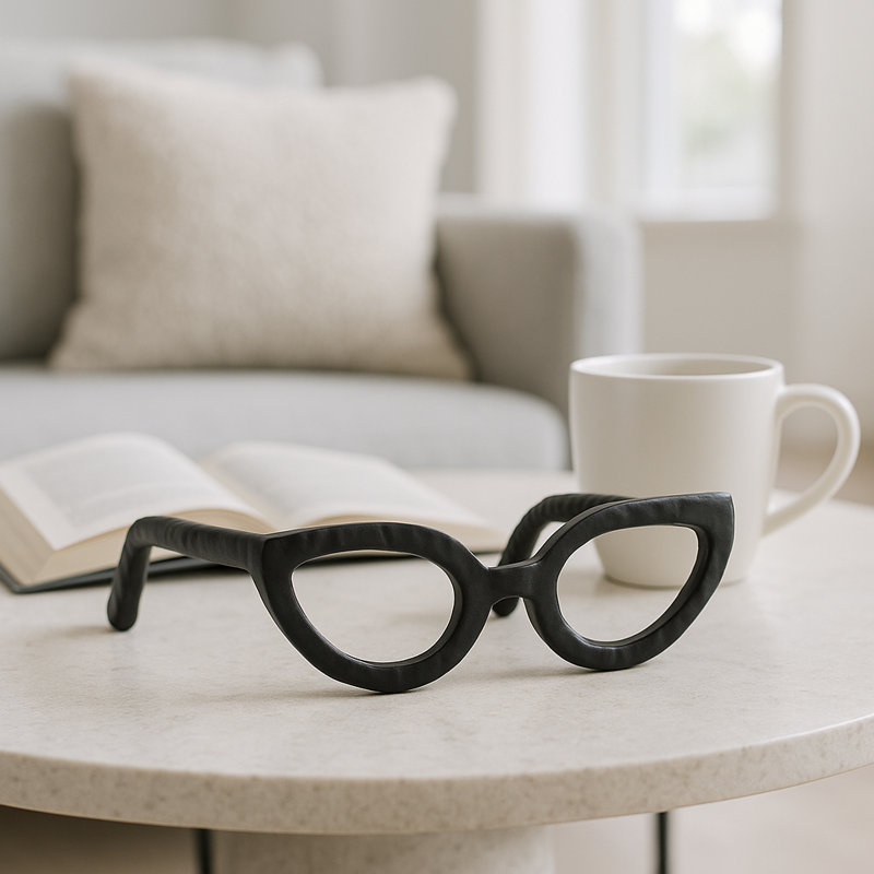 Secor Metal Eyeglasses Sculpture, Black, 2.5" H x 7.5" W x 7.5" D