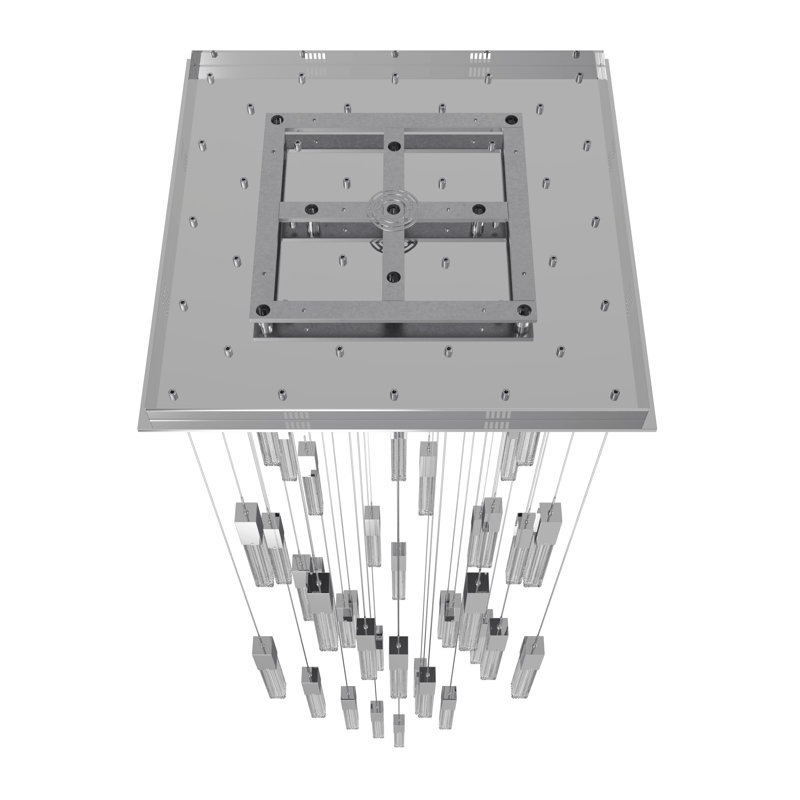 Luminaire suspendu grappe à 41 lumières Boa, Chrome poli