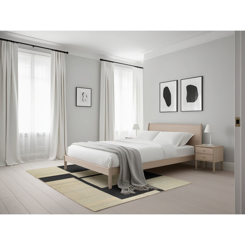 Tapis noir/beige contemporain, Rectangle 5 pi x 7 pi