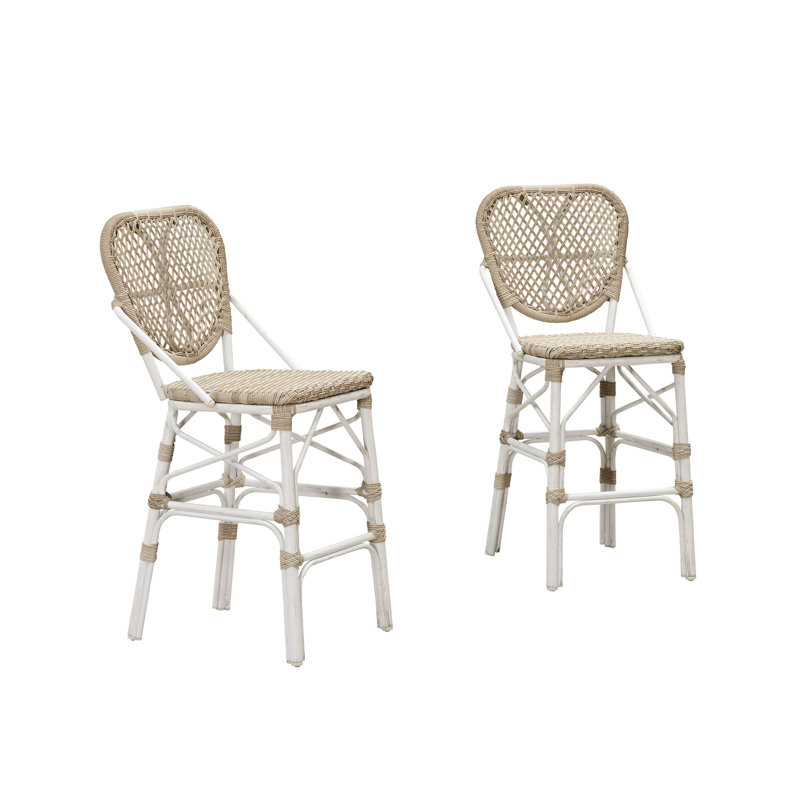Tabouret de comptoir Alenah, Blanc / brun