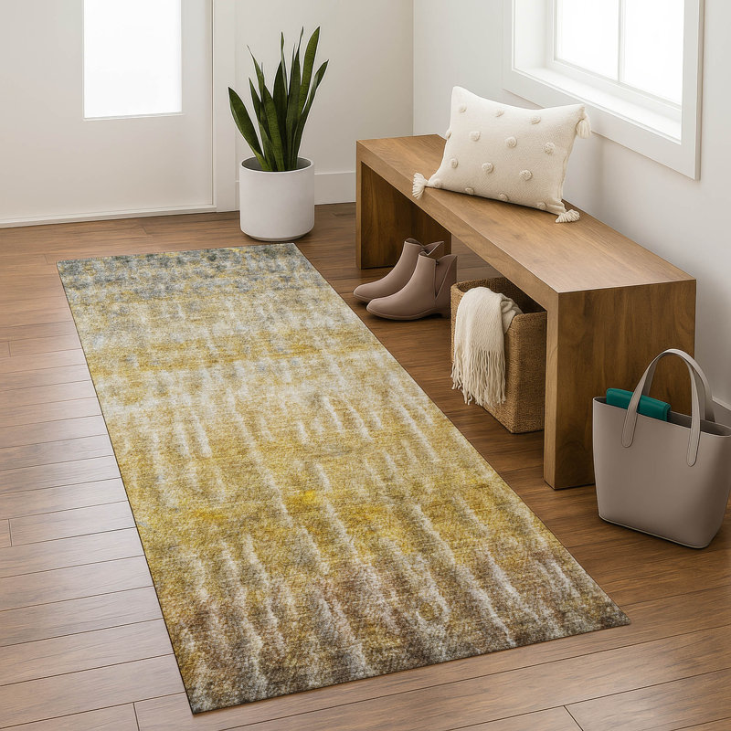 Tapis décontracté de qualité supérieure Mayfield AMF2317, Doré, Tapis de couloir 2 pi 3 po x 7 pi 6 po
