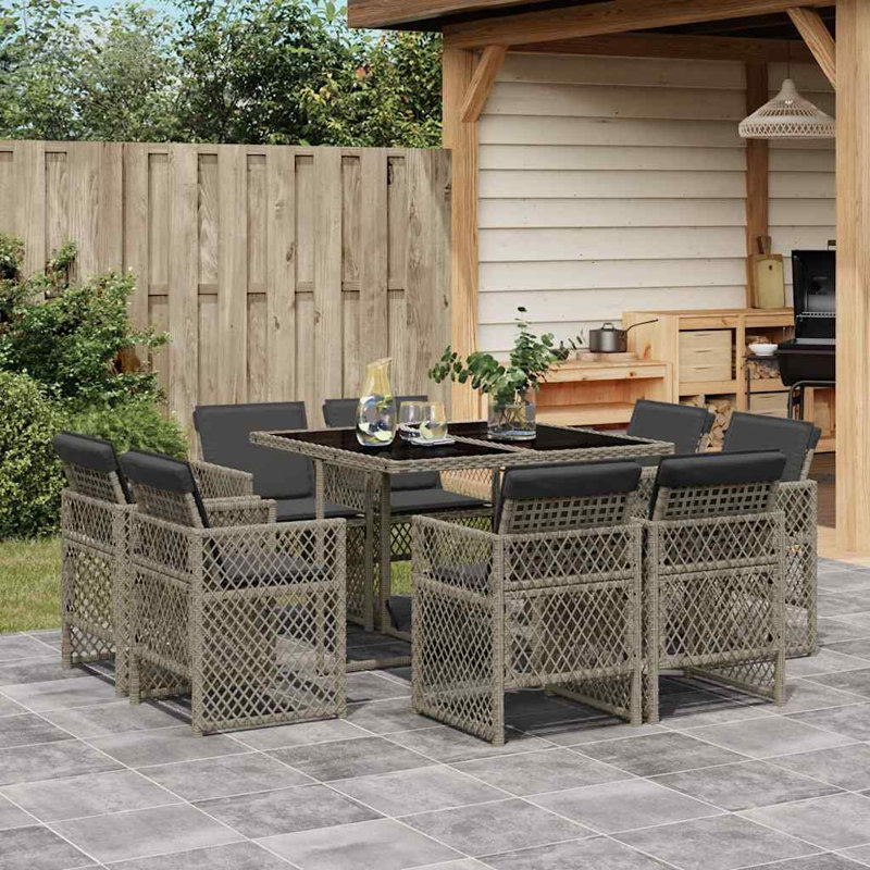 Patio Dining Set with, 73cm H x 110cm W x 106cm D, Grey, Grey