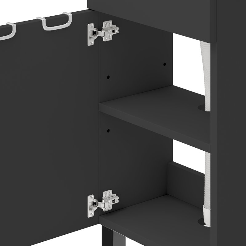 Freestanding Bathroom Cabinet, Black/Silver
