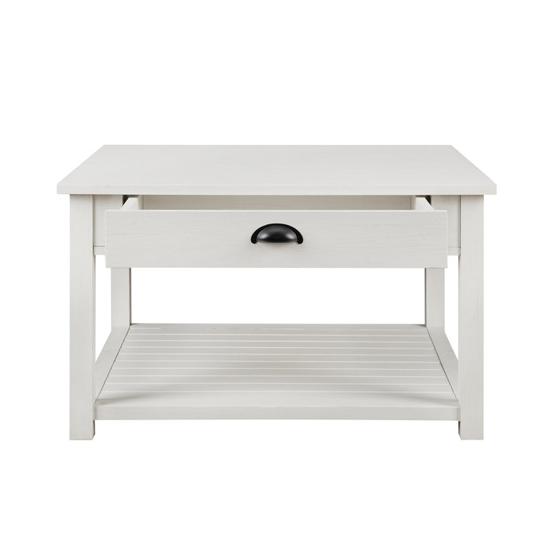 Cadhla 1-Drawer Coffee Table with Storage, Brushed White
