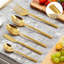 Ensemble de couverts 65 pièces en or avec poignées en bambou, service de couverts en acier inoxydable poli miroir pour 12 personnes, idéal pour les cadeaux de mariage et de pendaison de crémaillère de cuisine à domicile