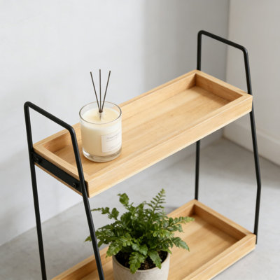 Bamboo Bathroom Counter Organizer With 2 Tiers, Wooden Vanity Storage Shelf For Bathroom Sink And Kitchen Countertop, Skincare And Makeup Organizer Rack