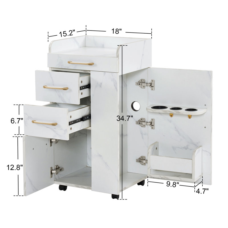 Lechia Utility Cart with Storage Drawer, Tool Holders, Locking Wheels