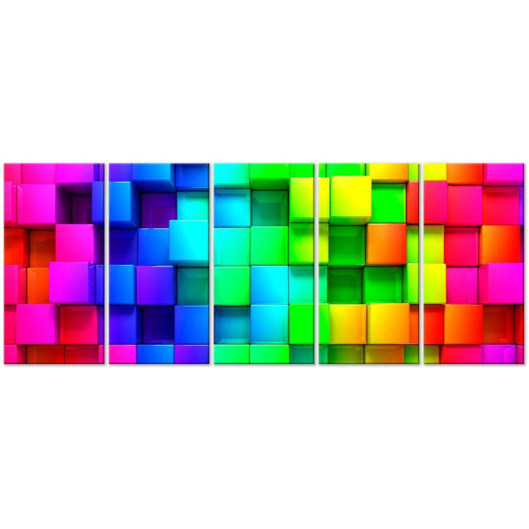 5-tlg. Leinwandbilder-Set Colourful Cubes