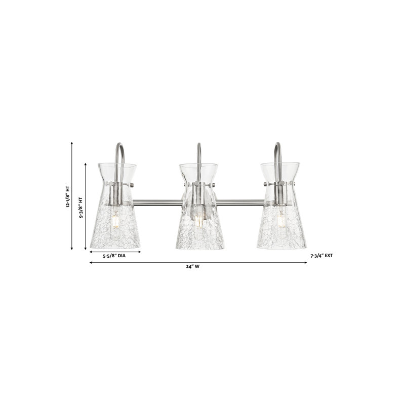Estelle - Éclairage pour meuble-lavabo 3 lumières 24 po, Nickel satiné brossé