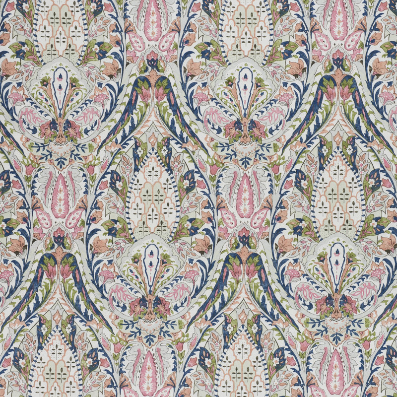 Layla Paisley Fabric, Green/Pink