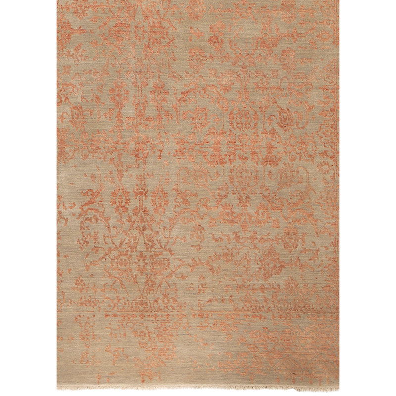 Tapis brun clair / orange de haute qualité noué à la main