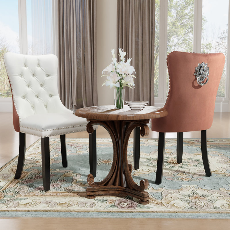 Chaises d'appoint modernes en velours haut de gamme (ensemble de 2), Blanc / Rose