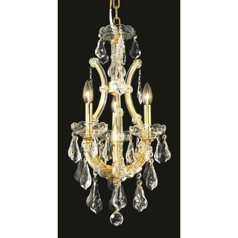 Lustre 4 lumières Yarmouth, Or / cristal (transparent) / coupe royale