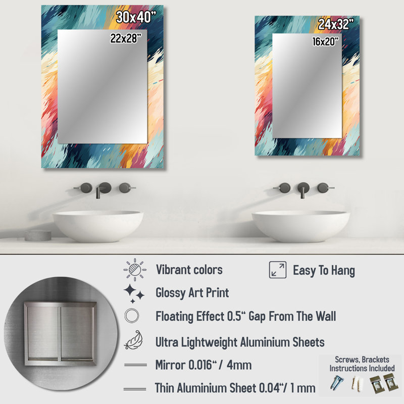 Contemporary Artistry Chevron Pattern - Abstract Unique Wall Mirror, Abstract Mirror, Printed Metal Art, 40" x 30"