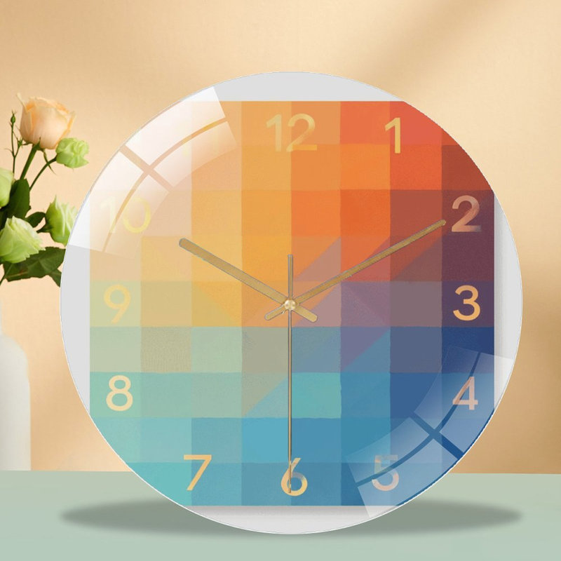 Horloge murale moderne minimaliste pour décoration intérieure - Horloge murale moderne en verre 12 po