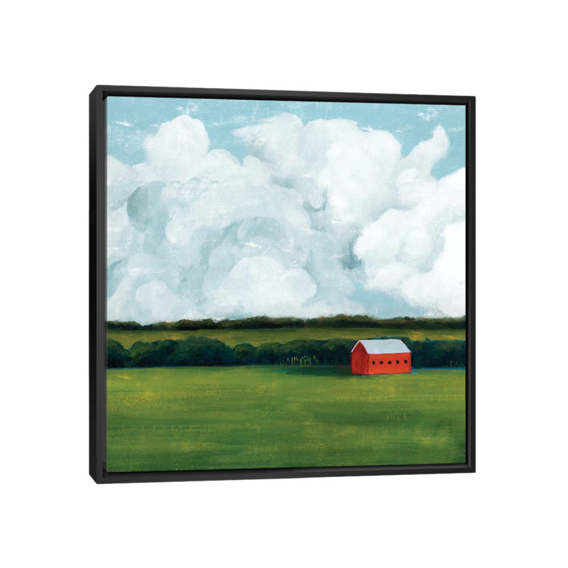«Lone Barn II» par Grace Popp - reproduction d'art, Pas de tapis, H 26 po x l 26 po x P 1,5 po, Toile avec cadre noir