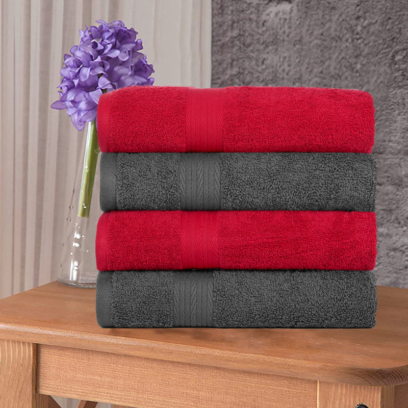 Essuie-mains 100% coton 600 g / m² couleurs assorties, Gris et rouge