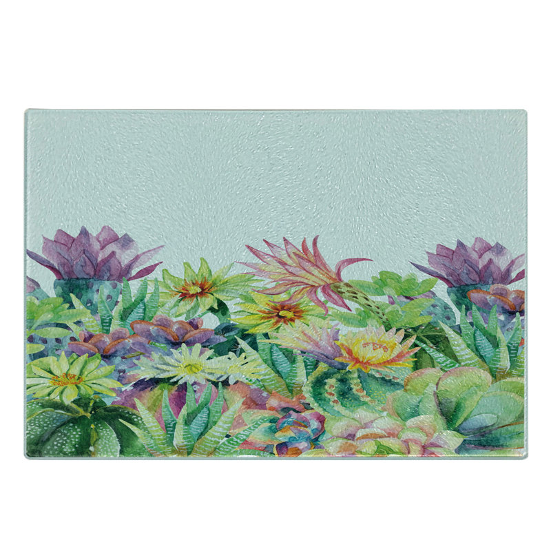 Multicolore planche à découper en verre trempé aquarelle Ambesonne