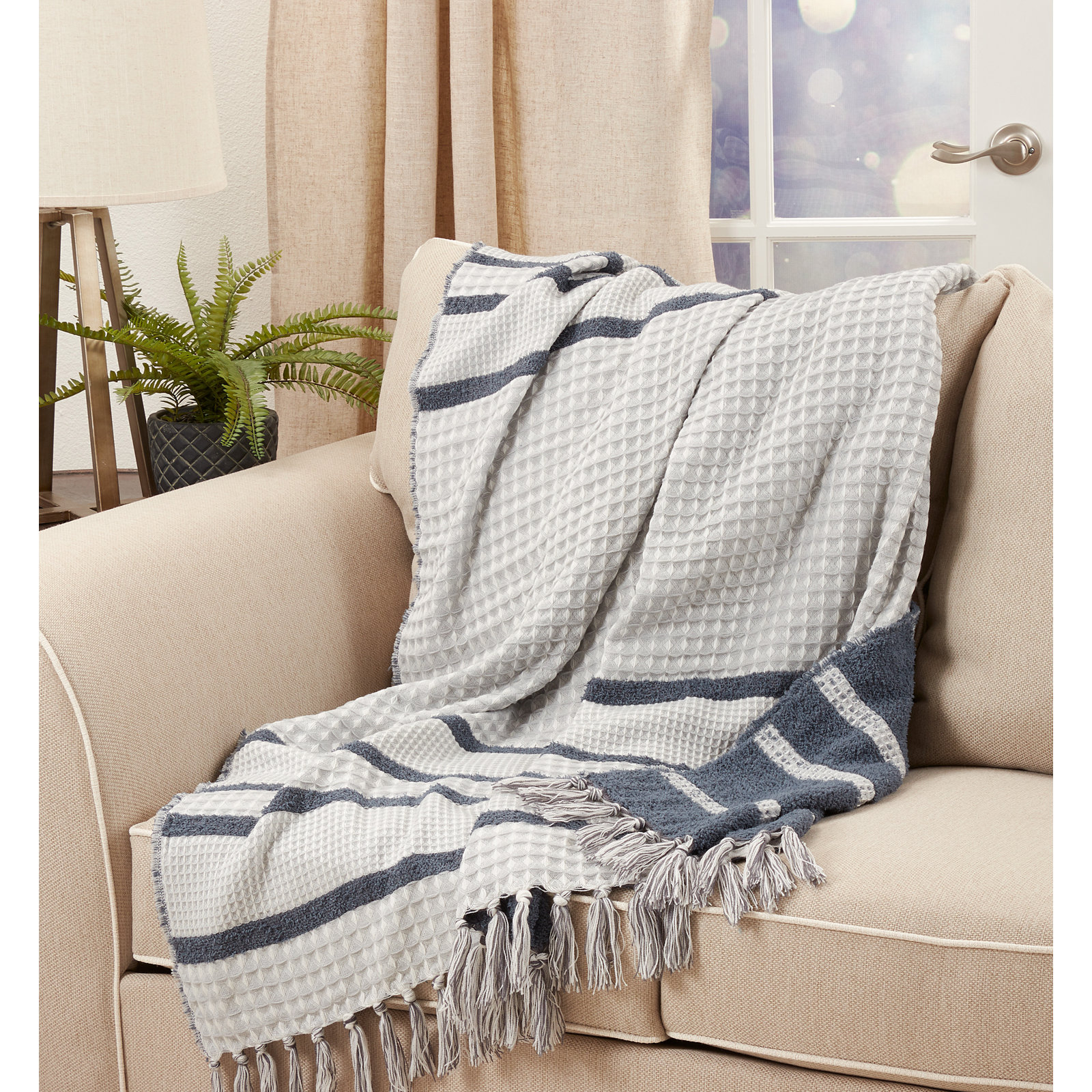 Angelica Throw Blanket, Navy Blue