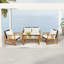 Ensemble de conversation pour patio 4 personnes en bois d'acacia avec coussins Colean