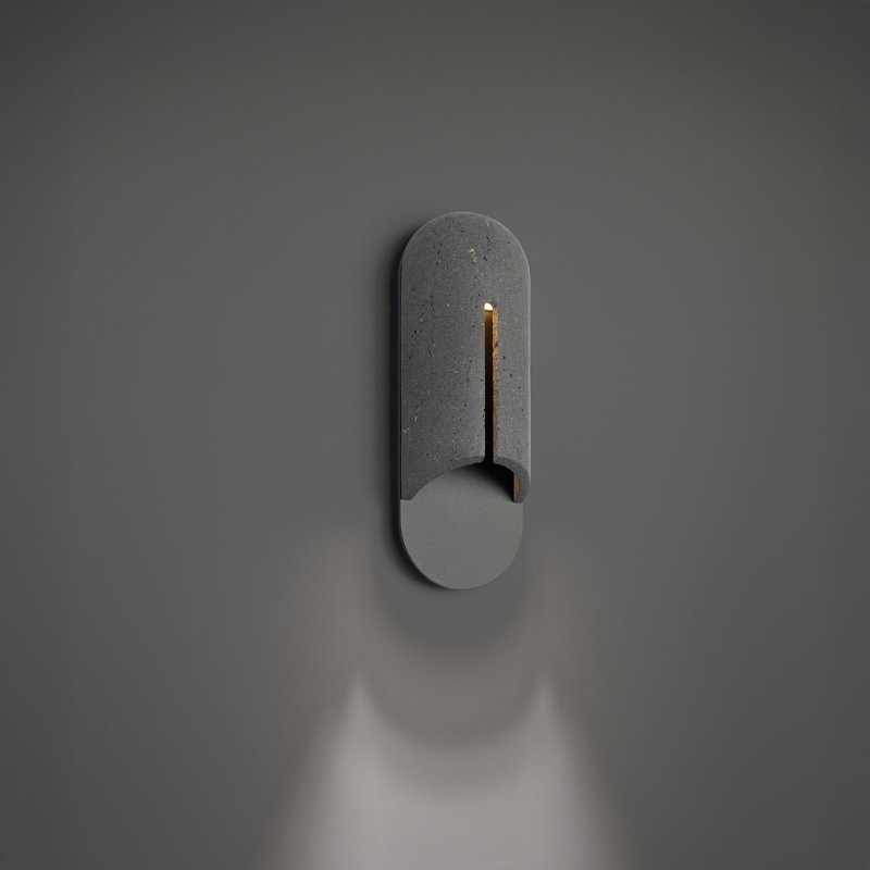 Clog Dimmable 4000K LED Outdoor Wall Light With Color Temperature Switch (2700K/3000K/3500K/4000K), Basalt Stone/Black
