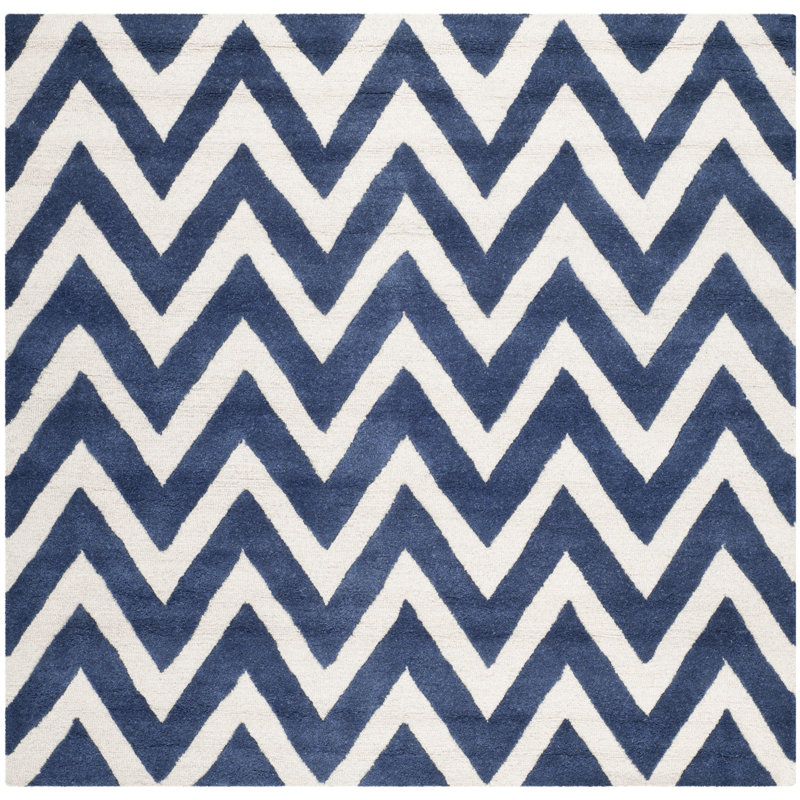 Sanyla Hand Tufted Wool Chevron Indoor Rug, Square 6'