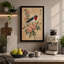 Robin Among Roses Japandi - Wrapped Canvas-583495804-583496069