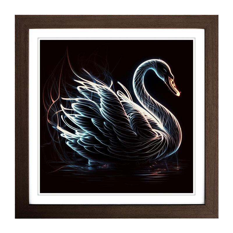 Swan Neon Art - Framed Print, Walnut